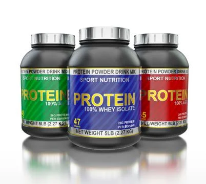 Protein jars isolated on white background with reflection Stock-Illustration
