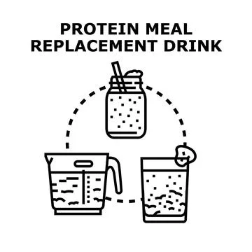 Protein meal replacement drink black vector illustration Stock Illustration