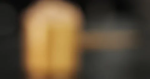 Protein in a measuring spoon close-up on a dark background with blur focus Stock Footage 153038681