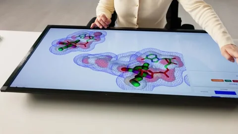 Protein Molecule Model On Computer. Drug Structure Stock Footage 311190290