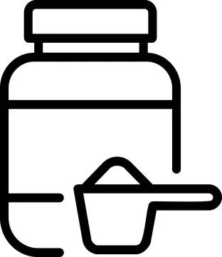 Protein powder container with scoop measuring spoon Stock Illustration