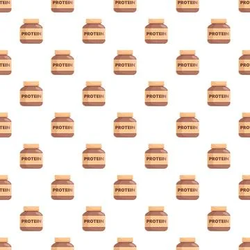 Protein powder jar seamless pattern for fitness nutrition Stock Illustration