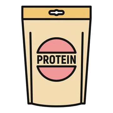 Protein powder supplement bag packaging diet icon Stock Illustration