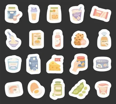 Protein product set featuring supplement shaker Stock Illustration