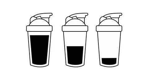 Protein Shaker Icon Set. Stock Illustration