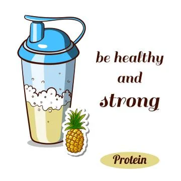 Protein Shaker Pineapple Stock Illustration