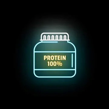 Protein supplement jar, neon light gym nutrition Stock-Illustration