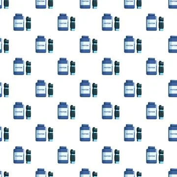 Protein supplements jars and shakers seamless pattern Stock Illustration
