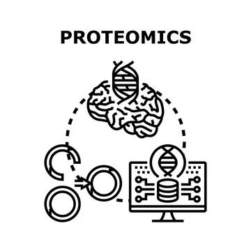 Proteomics analyzing brain dna and biological data Stock Illustration