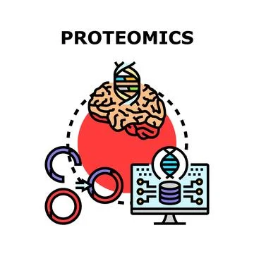 Proteomics analyzing brain dna and biological data Stock Illustration