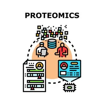Proteomics research analysing scientific data processing Stock Illustration