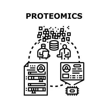 Proteomics research analysing scientific data processing Stock Illustration