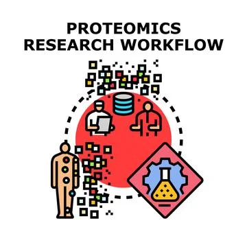 Proteomics research workflow analyzing human biological data Stockillustratie