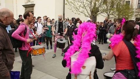 Protest action the band drumming Rhythms of Resistance dance music street Stock Footage 75530065