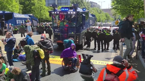 Protest action of climate activists from Extinction Rebellion in The Hague 스톡 동영상 242281397