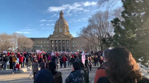 Protest against Alberta United Conservative Party Stock-Footage 136910341