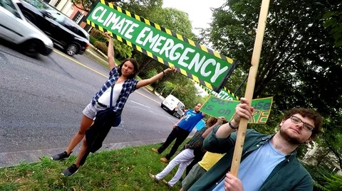 Protest against Amazon Rainforest Fires at Brazilian Embassy Stock Footage 114816000