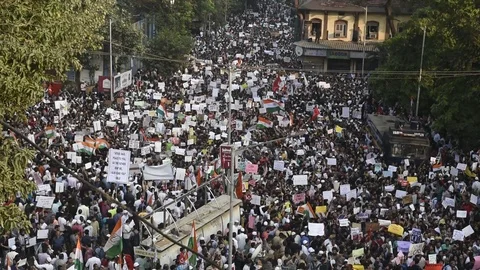 Protest against CAA and NRC Stock Footage 121637532
