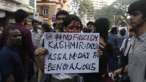 Protest against CAA and NRC Stock Footage 121682630