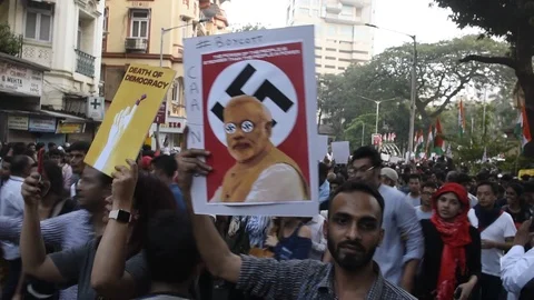 Protest against CAA and NRC Stock Footage 121682673