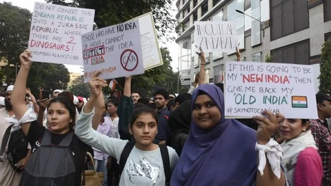Protest against CAA and NRC Stock Footage 121682831