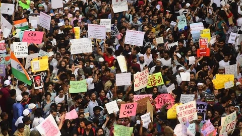 Protest against CAA and NRC Video stock 121683138