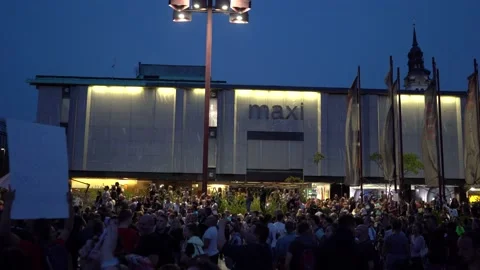 Protest against Covid-19 measures in Ljubljana, Slovenia Stock Footage 171621972
