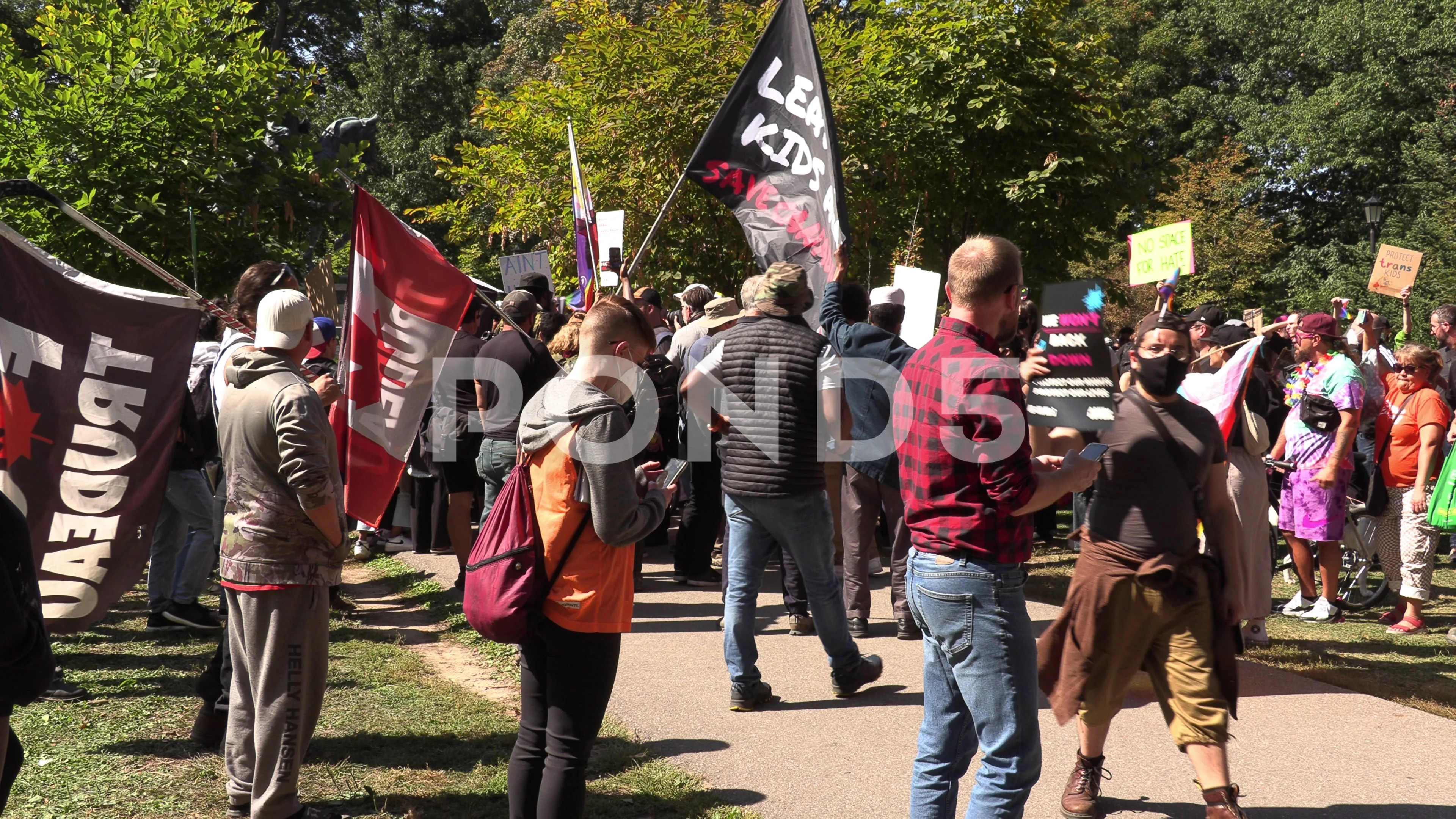 Protest against gay LGBTQ kids sex education and gender ideology in Toronto