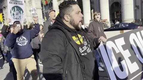 Protest against ICE at One World Trade Center in New York, Nueva York, US - 08 J Stock Footage 326004230