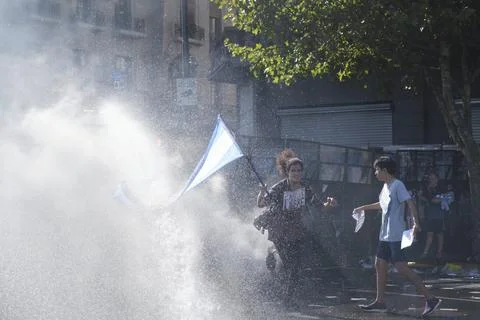 Protest against the labor reform in Buenos Aires, Argentina. Foto stock