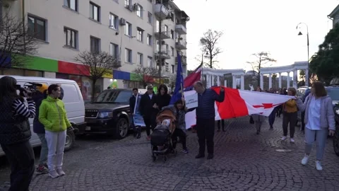 Protest against the law on foreign agents in Batumi Stock Footage 235146767