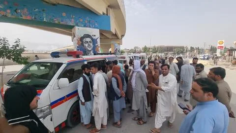 Protest against militants attack that killed Police in Balochistan, Quetta, Paki Foto stock