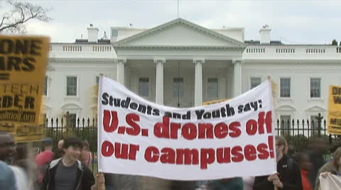 Protest against military drones Stock Footage 22615970