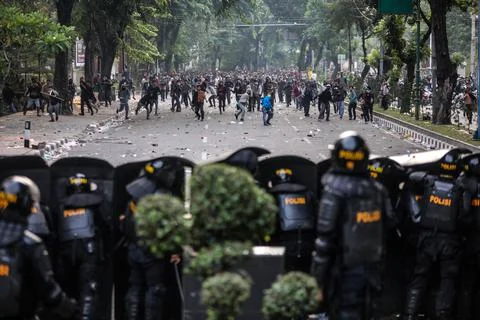 Protest Against New Criminal Code Law in Jakarta, Medan, Indonesia - 27 Sep 2019 Stock-Fotos