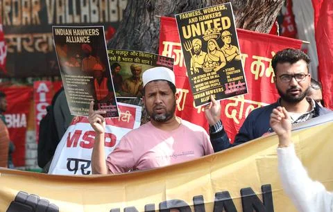 Protest against new labor codes in New Delhi, India - 26 Nov 2025 Stock Photos