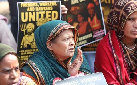 Protest against new labor codes in New Delhi, India - 26 Nov 2025 Stock Photos
