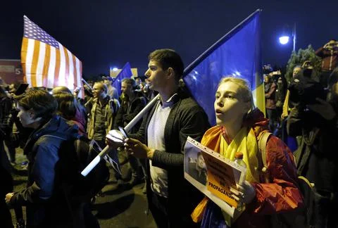 Protest against pardon act passed by parliament legal committee, Bucharest, Roma Fotos Stock