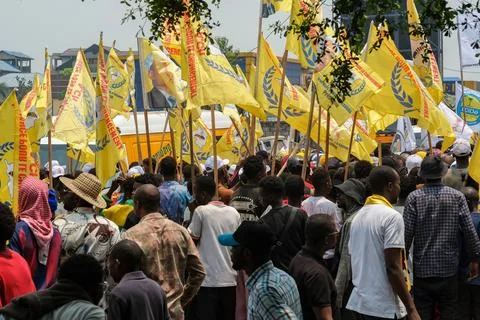 Protest against planned constitutional changes in Kinshasa, Democratic Republic  Stock Photos