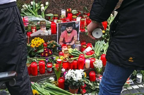 Protest against the racist terror attack in Hanau, Germany - 22 Feb 2020 Stock Photos