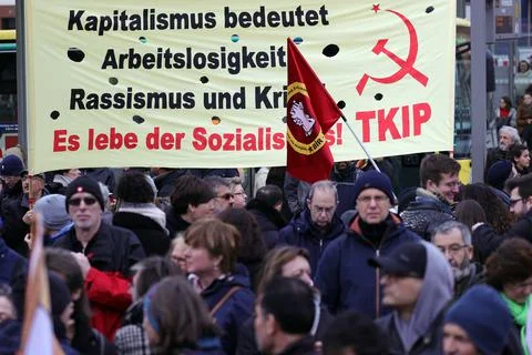 Protest against the racist terror attack in Hanau, Germany - 22 Feb 2020 Stock Photos