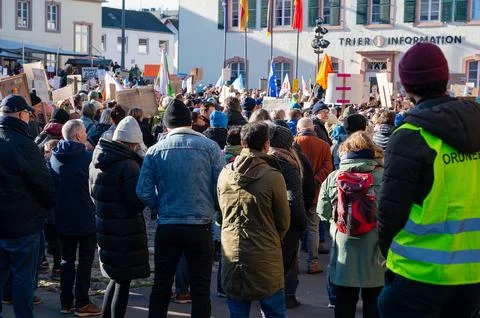 Protest against right wing AFD Trier, Germany, demonstration human rights Stock Photos