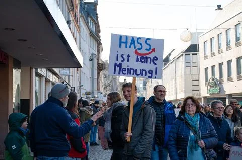 Protest against right wing AFD in Trier, Germany demonstration for human rights Stock Photos