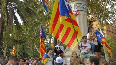 Protest against Spanish Goverment in Arc de Triomf Video stock 80257513