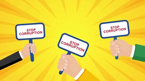 Protest against stop corruption with man holding stop corruption board animation Stock Footage 241837455