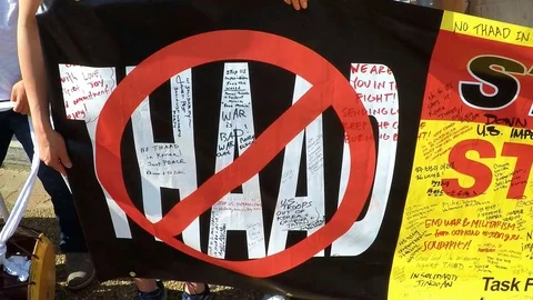 Protest against THAAD Stock Footage 74698027