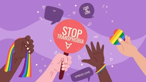 Protest against transphobia stop animation 4k Stock Footage 256049309