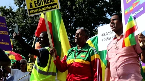 Protest against US support of TPLF Stock Footage 211399240