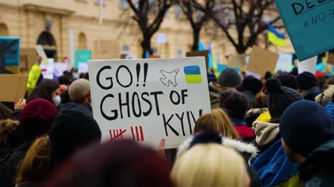 Protest against the war in the Ukraine Stock Footage 171129327