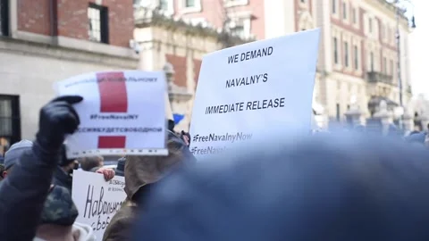 Protest for Alexey Navalny Video stock 147107305