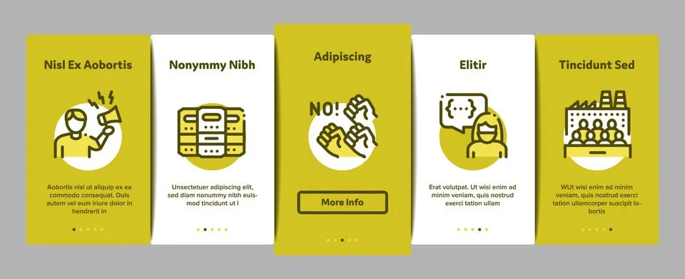 Protest And Strike Onboarding Elements Icons Set Vector 库存插图